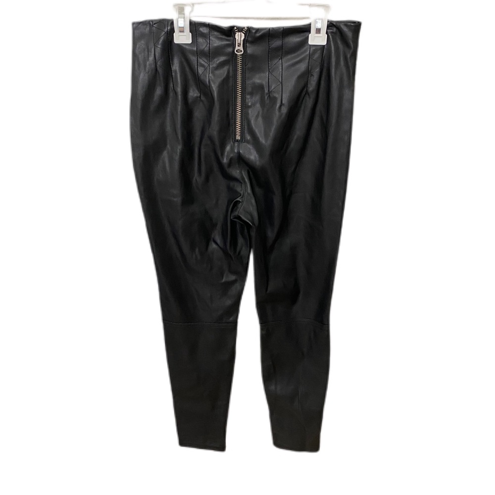 Nasty gal black faux leather leggings for fall front zip up motto style size S